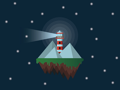 a Beacon in a Vast Space beacon beam branding design flat floating island island light logo mountains sign space vector