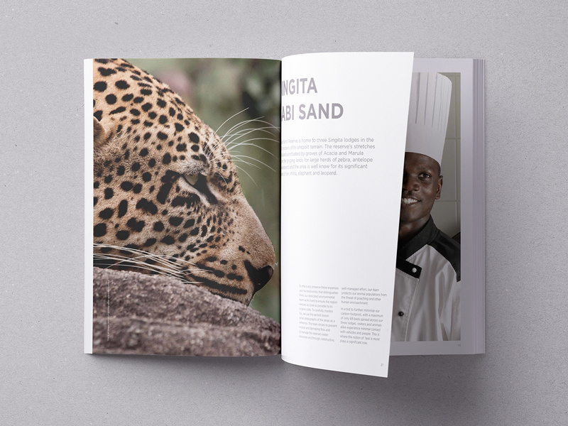 Singita Game Reserve A3 book e-commerce art direction composition moodboard photography