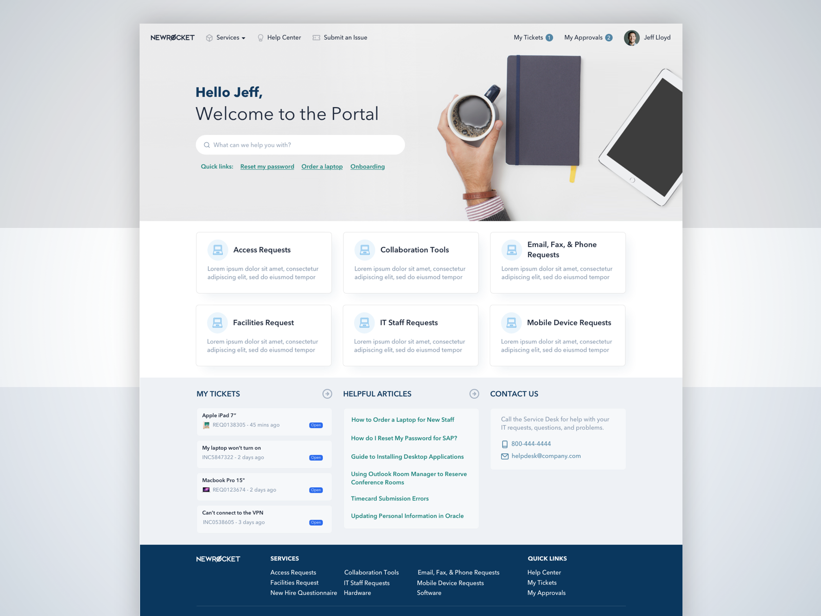 ServiceNow Employee Service Portal by Jeff Lloyd for NewRocket on Dribbble