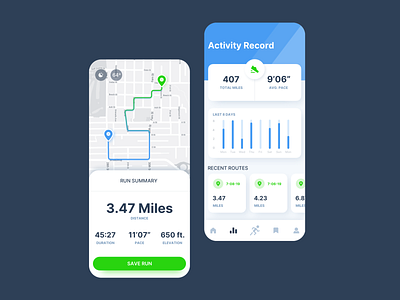Run Tracker Concept app bright colorful design exercise tracker health health tracker jogging run run tracker tracker app trackers ui design ux design