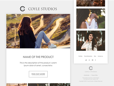 Minimalist Product Email Template (Photography Studio) artist century gothic clean email campaign email design email marketing email template grayscale hubspot minimalist photography responsive simple studio typography