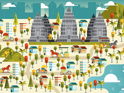 Jogja Travel Map illustration jogja landmark prambanan