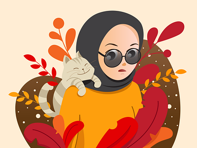 MAO - My Very First Furriend animal autumn cat cute florals illustration illustrator