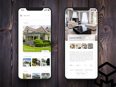 M Real Estate App app clean design app home house interface mobile real estate rent ui ux wood