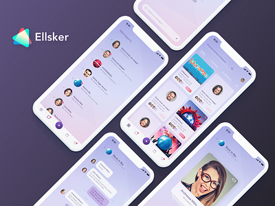 Mobile Version for Ellsker Social Network app app concept design events interface mobile network people pink purple social social app ui ux