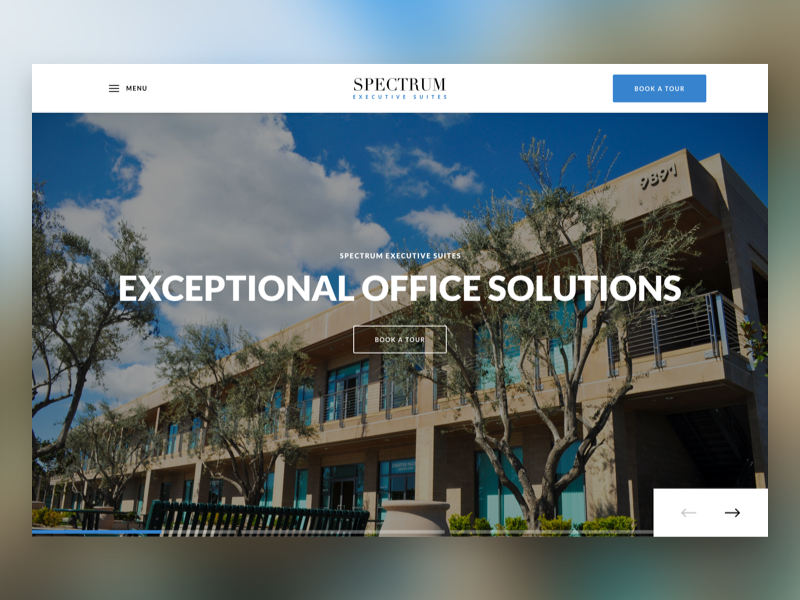 Executive Suites Hero Slider redesign website ui ux navigation slider hero offices b2b executive suites web design agency web design
