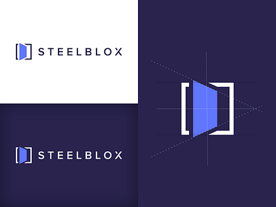 SteelBlox - Logo Mark architecture geometric industrial logo modular design modular living shipping container