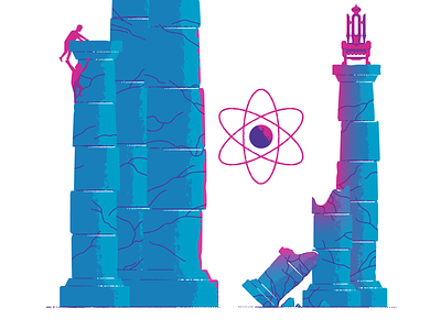 Ashes atom columns illustration pillars