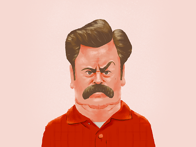 Please and Thank You illustration mustache parks parks and rec rec ron swanson