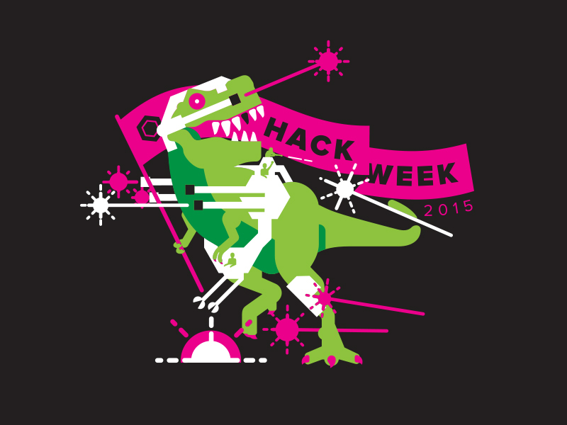 Hack Week dino riders dinosaur illustration robots t-rex