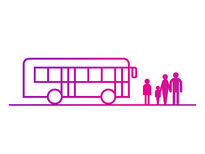 Mass Transit bus family illustration people simplified transportation