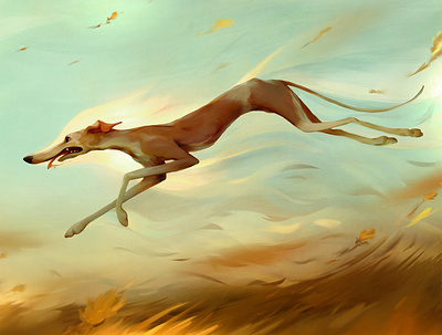 Losing Ground art color digital dog flow flowing greyhound illustration painting photoshop race running wind