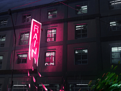 Rain in Vancouver neon painting photoshop quickie rain sign vancouver