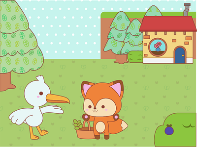 The Fox and the Stork character design children educational game game design illustration kids