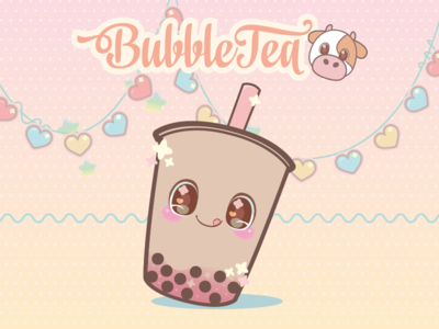 BubbleTea bubble tea illustration kawaii vector