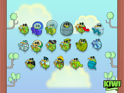 KIWI - Kindly I Will Increase costumes game game art game artist game assets illustration kiwi skins vector