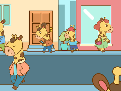 Giraffe City character design children cute digital educational game illustration kids