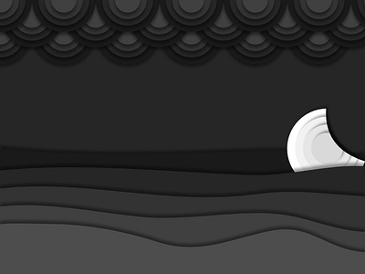 Cosmic Waves art black and white illustration minimal moon