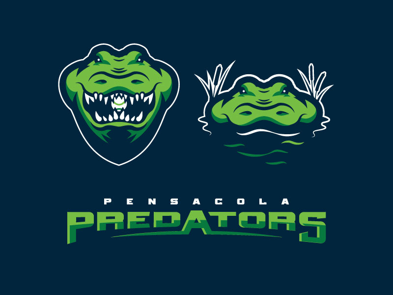 Predators Alt Look sports logo sports alligator crocodile pensacola baseball