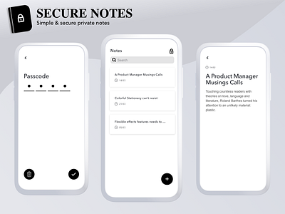 Secure Notes animation app clean darshit design interaction interface ios iphone minimal mobile note passcode search secure text ui ux vector