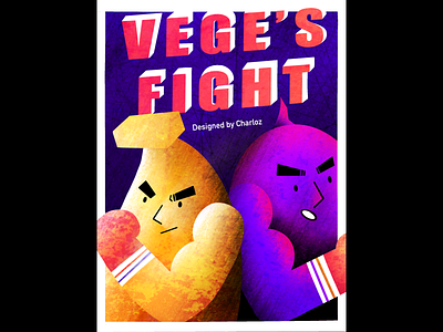 VEGE'S FIGHT animation cute design flat illustration profile purple typography