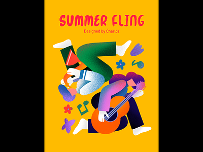 Summer fling color design flat illustration profile sketch texture yellow