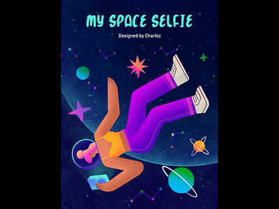 my space selfie app color design flat illustration profile purple sketch texture