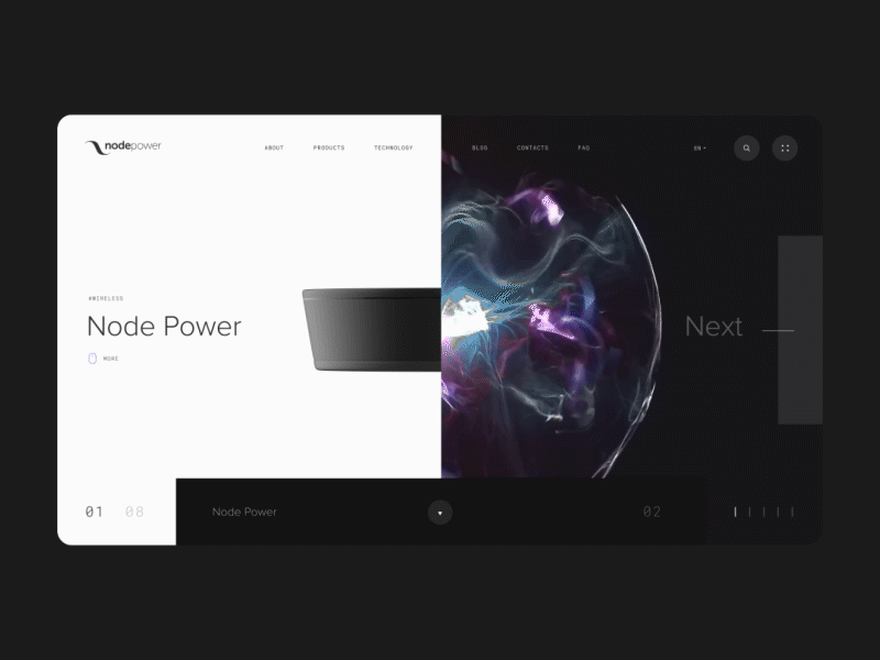 NodePower concept v2 design effects fullscreen fullwidth inspiration interface motion ui ux web
