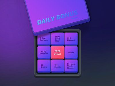 Daily Bonus app boxes color dark design gifts illustration interface design ui ux