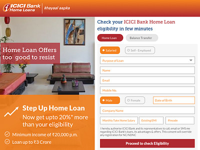 Daily UI - 003 - Landing Page 003 dailyui dailyui003 homeloan icicibank bank landingpage loans