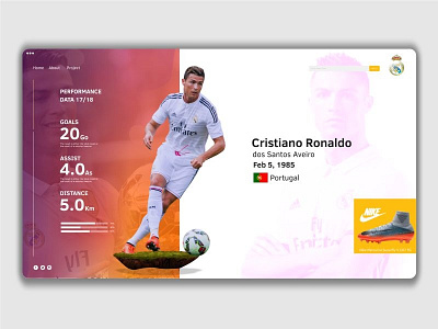 Clean design for ui football page clean cr7 design dribbble post realmadrid today ui ux