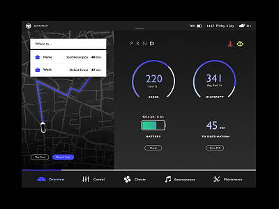 Self-driving car dashboard car ui vehicle