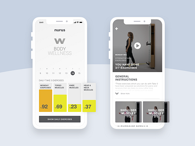 Body Wellness App calendar iphonex nurus select swipe user interface video wellness