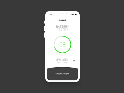 Battery Tester App app app design battery button circle eject mobile app nurus ui uidesign ux ux design