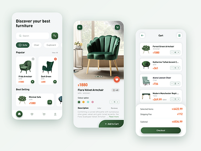 Dark green ui 💕 app design ui ux