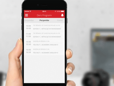 Başkent University Mobile APP - Lesson Time Table university timetable lesson ui ux interactions mobile app