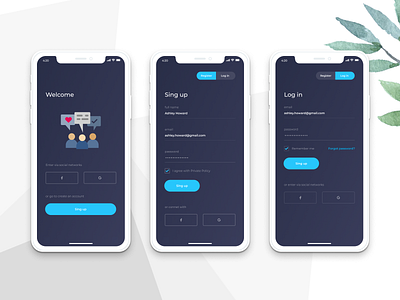 Poll application - Welcome, Log in & Sing up page app design apple application application design design figma ios mobile mobile app design mobile design poll survey surveys ui ui design ux