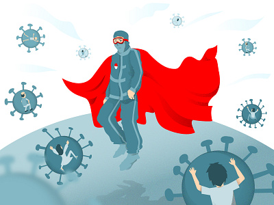super-medicalworker coronavirus covid 19 design essential worker fight illustration indonesia medic
