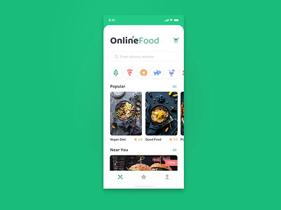 Online Food Delivery Service app branding design food app food delivery gradient icons mobile online food ui ux