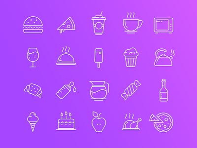 Food Icons apple cake flat food hamburger icon icons line pizza tea