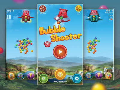 Bubble Pop Sniper aim android bubbles characters design ios match3 mobile sniper. aliens