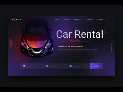 Car Rental animation automotive blue car design gradient icons illustration landing page logo motion ui ux vector vehicle web webdesign