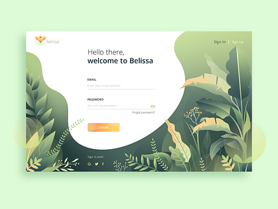 Login page design flower gradient green illustration login design login page sign in sign up typography ui ui design ux vector web webdesign