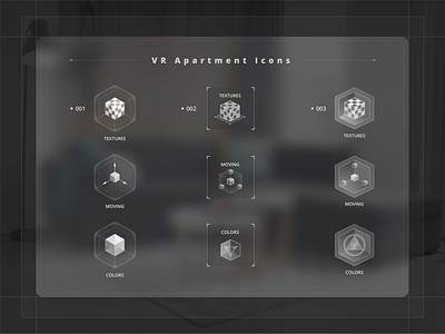 VR Apartment Icons apartment clean colors design gray icons interior minimal moving sample textures ui vr