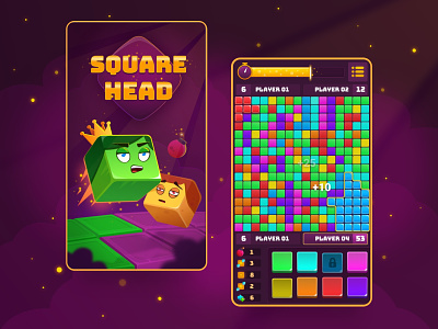 SquareHead android cartoon colors design game head illustration ios logical mobile mobile app mobile ui square ui ux vector