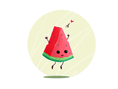 Happy Watermelon applepencil character fruits happy illustration ipadpro melon procreate watermelon