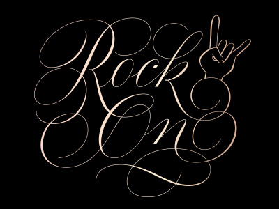 Rock on! flourishes lettering script