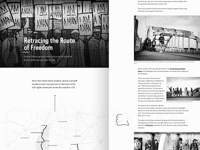 Retracing the Route of Freedom Longform article clean editorial journalism longform one page stories ux web