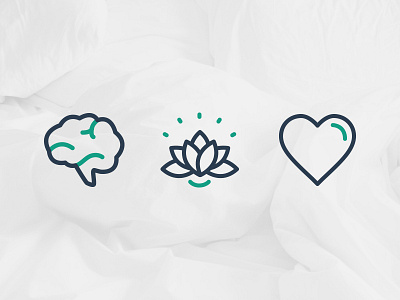 "Why Sleep?" Icon Set brain flat heart iconography icons lotus flower outline zen