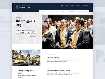 ND.edu Redesign edu higher education homepage redesign stories university website